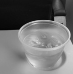 black and white cup of water